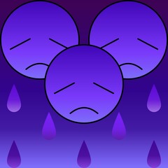 Sad face in purple with teardrop 02
