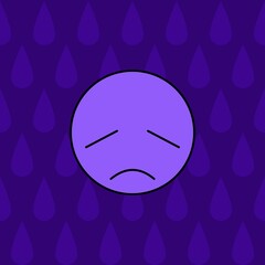 Sad face in purple with teardrop 03
