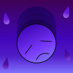Sad face in purple with teardrop 05
