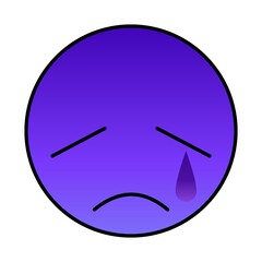 Sad face in purple with teardrop 06