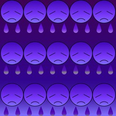 Sad face in purple with teardrop 04
