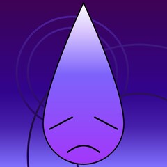 Sad face in purple with teardrop 07