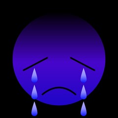 Sad face in purple with teardrop 10