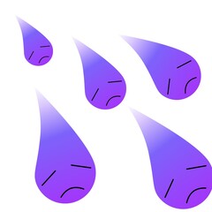 Sad face in purple with teardrop 09