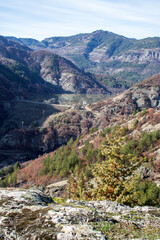 landscape of Rhodope Mountains near Borovitsa Reservoir, Bulgaria