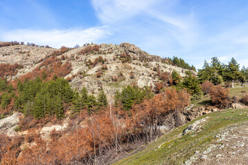 landscape of Rhodope Mountains near Borovitsa Reservoir, Bulgaria