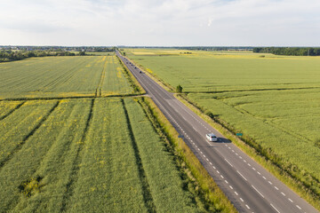 aerial view of the harvest fields