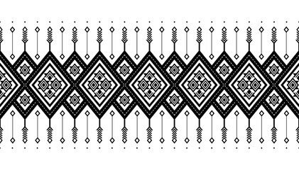 Seamless pattern repeating design with geometric shapes.