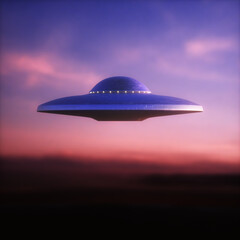 Unidentified flying object - UFO. Science Fiction, 3D illustration concept of ufology. Clipping Path Included. © ktsdesign