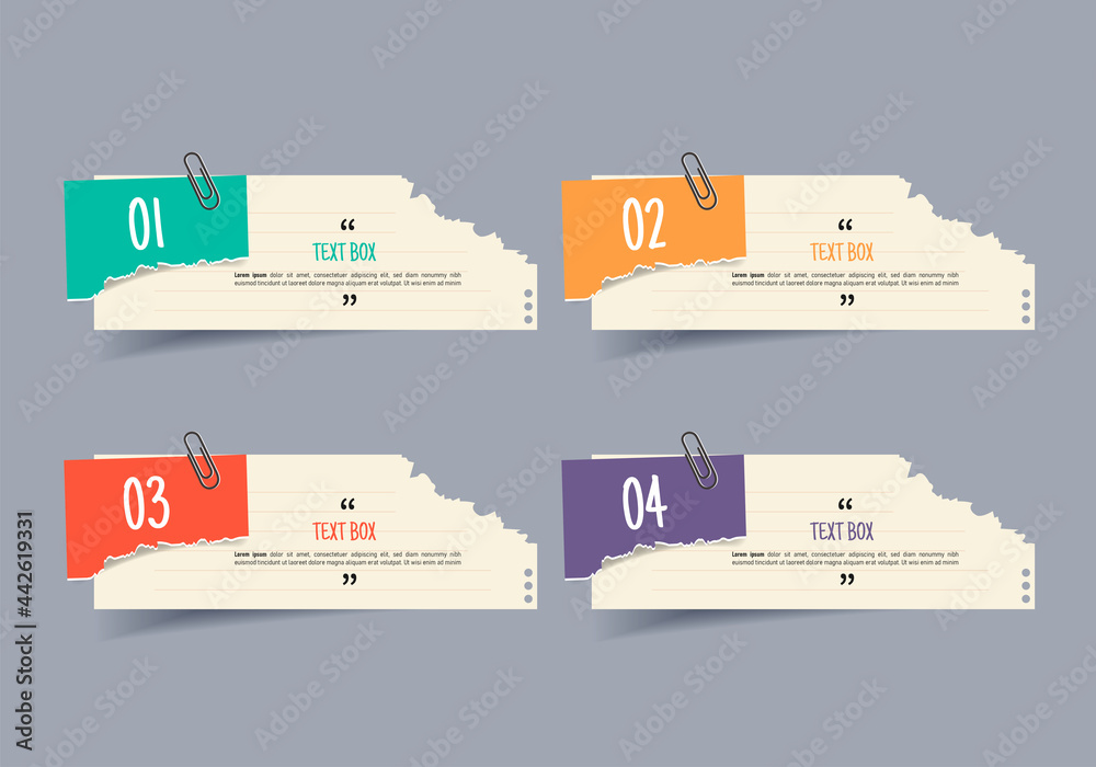 Poster Text box design with note papers mockups.	
