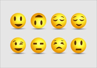Fototapeta premium 3D Design Vector New Modern Emoticons Set with Different Reactions