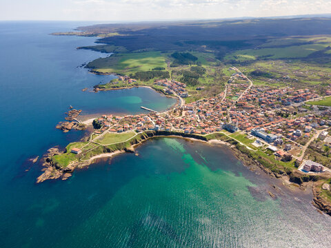 Aerial view of town of Ahtopol,  Bulgaria