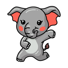 Cute baby elephant cartoon dancing