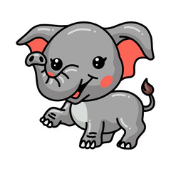 Cute baby elephant cartoon posing