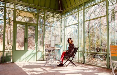 woman in beautiful mosaic house