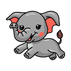 Cute baby elephant cartoon jumping