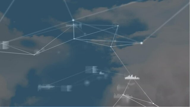 Animation of network of connections over sky