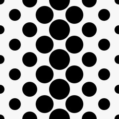 Dots gradient. White background and black large seamless dots wallpaper.