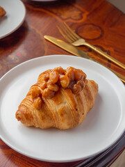 Croissant with caramel hazelnut.