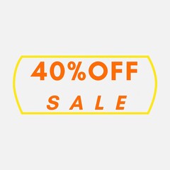 40% off Banner with forty percent discount orange sale tag