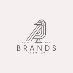 line art geometric bird logo Luxury icon Design template Vector Illustration Hipster retro. symbol abstract