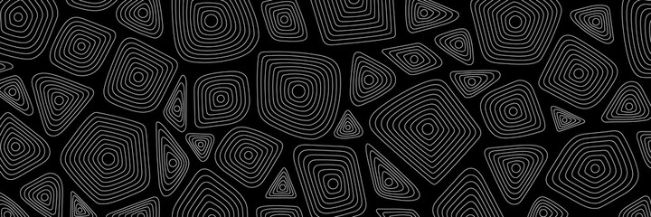 Black and white vector background, banner. Abstract geometric shapes.