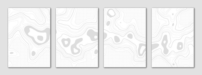 Brochure flyer design, vector background. Vertical a4 format. Imitation of a geographical map, contour lines.