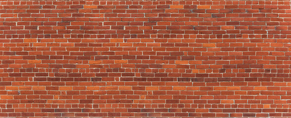 Fototapeta na wymiar Old dark brown, brown, red,orange, white mortar bricks wall panorama background pattern 
