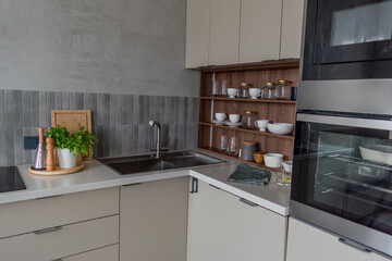 Organization space the kitchen at home. Zero waste concept.