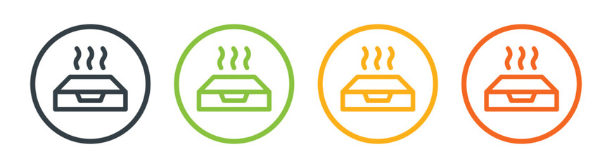 Pizza box icon vector. Hot food meal concept.