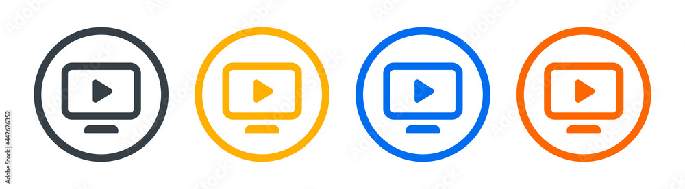 Aufkleber Television display icon on button sign.