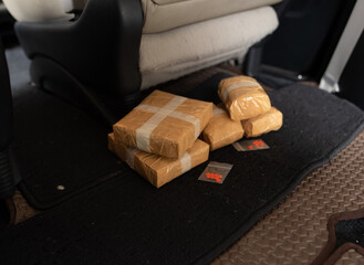 Drug package discovered in the trunk of a car
