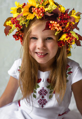 portrait of Ukrainian girl with flowers