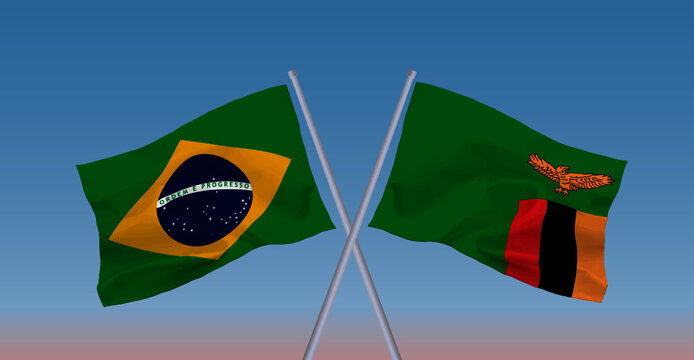 ザンビアとブラジルの国旗