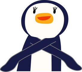 指をさして案内する可愛いペンギンのイラスト