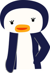指をさして案内する可愛いペンギンのイラスト