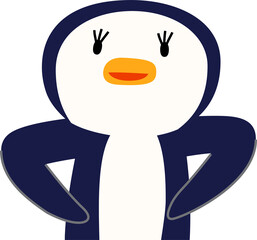 指をさして案内する可愛いペンギンのイラスト