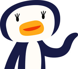指をさして案内する可愛いペンギンのイラスト