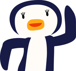 指をさして案内する可愛いペンギンのイラスト