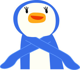 指をさして案内する可愛いペンギンのイラスト