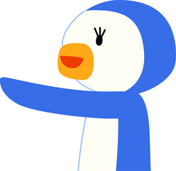 指をさして案内する可愛いペンギンのイラスト