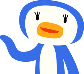 指をさして案内する可愛いペンギンのイラスト
