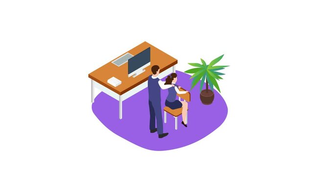 Businessman having back massage therapy with friend