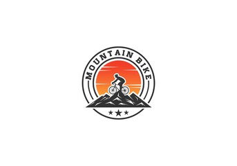 Mountain bike vintage logo template in white background