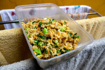 Ready for filling Martabak Telor.It contain egg, ground meat and spices