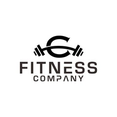 Initial Letter C fitness barbell logo vector