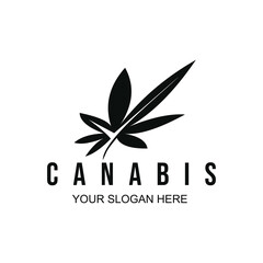 Cannabis with tax sign for health logo design