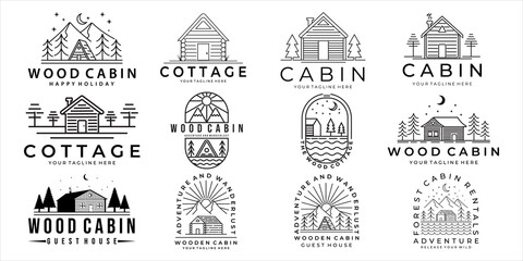 set of cabin or cottage logo vector illustration template icon design. bundle collection of various cabin and cottage for business travel adventure and camping concept holiday logo design