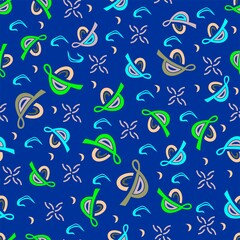 Geometric logo and symbol elements. Gold blue object decoration in vintage