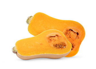 half butternut squash  isolated on white